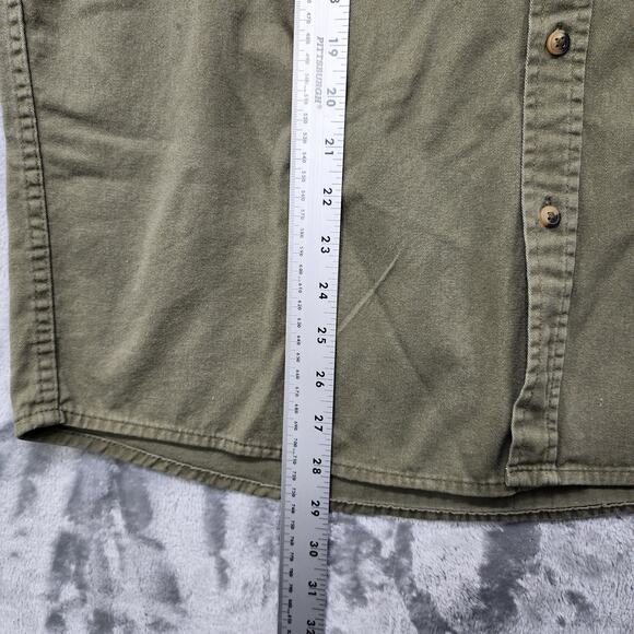 Wrangler Shirt Mens M Green Cotton Long Sleeve Button Front Workwear Outdoors - Picture 10 of 11
